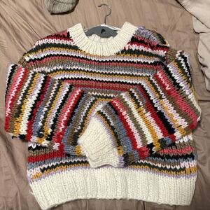 Ghanda Colorful Striped Crew Neck Sweater